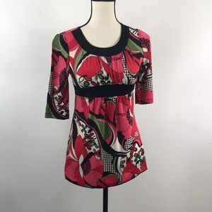 Red flower design girls top